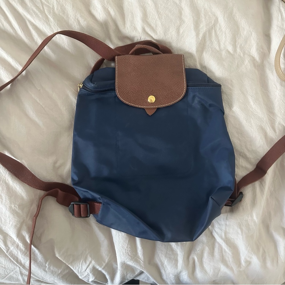 Navy Longchamp Le Pliage Original Backpack
